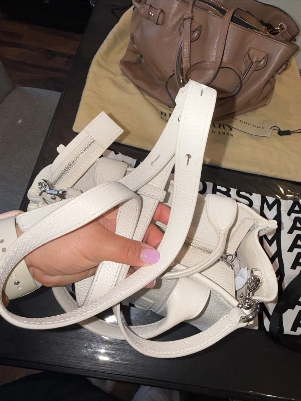 Marc Jacobs Cream The Tote Bag Pebbled Leather